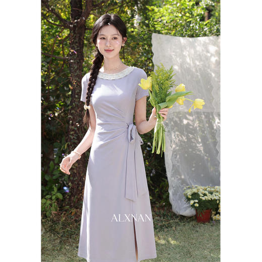 鹿向南「花海序幕」夏季新款慵懒感气质设计小众法式紫色连衣裙子 商品图0