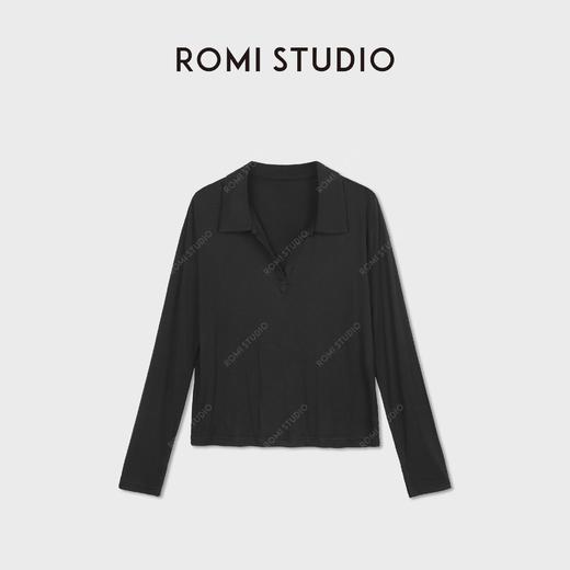 ROMI STUDIO“肤感至上”桑蚕丝混纺独特翻领长袖上衣 RWDSS03165 商品图1