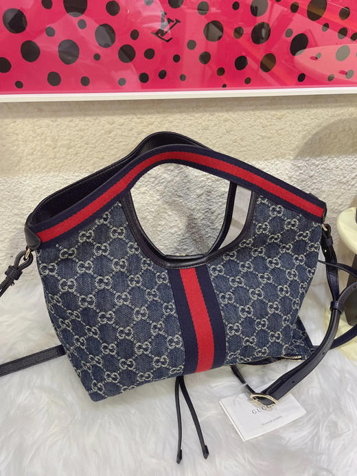 GUCCI Giglio 小号 丹宁 蓝色 托特包 商品图1