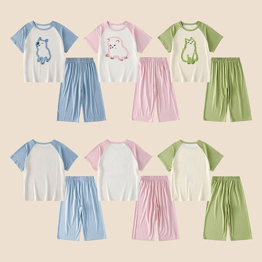 【云感棉家居服套装】棉花堂针织短袖七分裤家居服套装FD61175  轻薄柔软顺滑  亲肤透气 10A级抗菌 商品图4