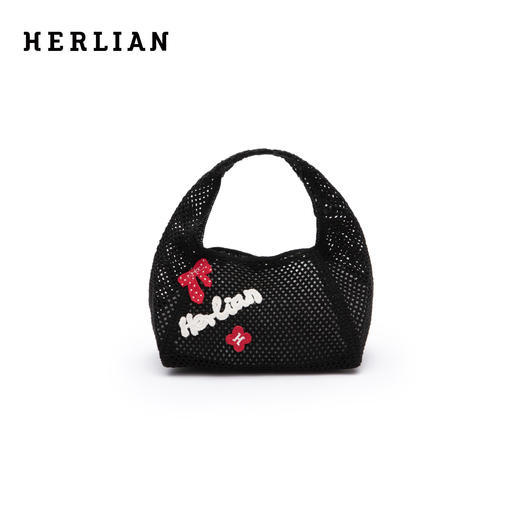 HERLIAN 2026年春季新品蝴蝶结仿手绣刺绣标镂空女士手提包 商品图0