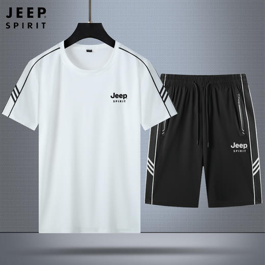 直播间爆款！！！吉普【JEEP SPIRIT高品质夏季短袖圆领T恤短裤长裤运动套装JP-SJT818】长裤是直筒版型  规格颜色指上衣 裤子是黑色！ 商品图7