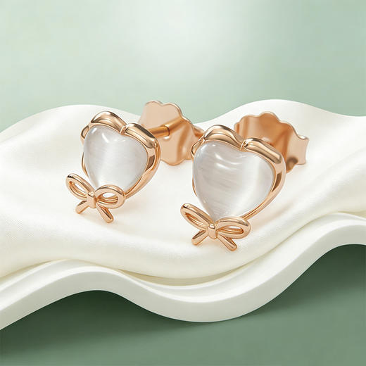 【宏艺珠宝】迷你·桃心蜜语·银s925耳饰 商品图5