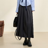 西遇半身裙2024秋季新款美式复古百褶A字高腰显瘦灰色休闲长半裙P0043154 商品缩略图0