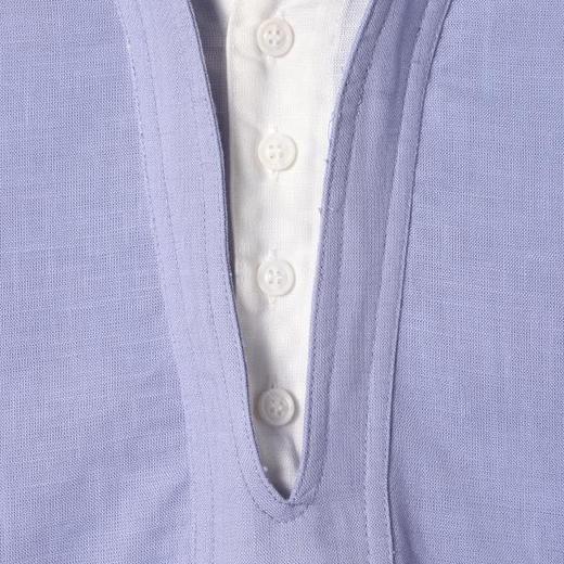 SDSA男装2026新款高贵轻奢韩系撞色拼接翻领长袖衬衫百搭套头上衣 商品图3