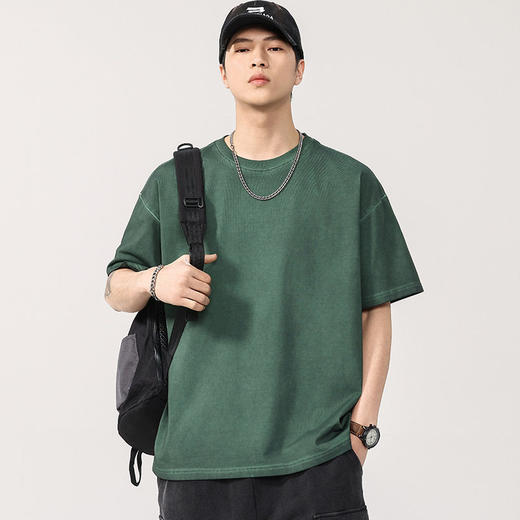 【DYG】大依优型大码男装夏季纯色圆领短袖美式复古休闲棉质短袖T恤上衣 商品图2