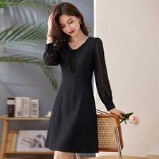 法式高级感小香风连衣裙新款巨好看气质修身显瘦长袖裙子MEIQIN5137 商品图1