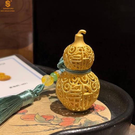 【香港周六福黄金钻石首饰】福禄双喜聚福K金花丝挂饰 约10克 商品图1