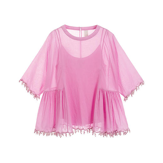 【林栖设计小店】植物染色|手工花边纯棉多色2026夏新款衬衫上衣两件套 商品图10