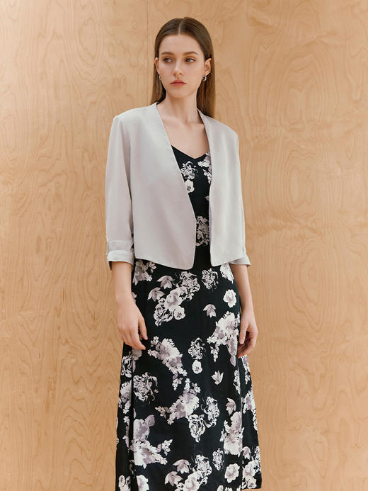 【桑蚕丝七分袖短外套】26年春夏新品女士100%桑蚕丝超薄真丝小外套 商品图1