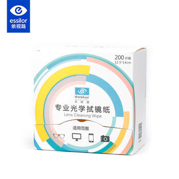 依视路（ESSILOR）专业拭镜纸200片装擦镜纸单反镜头眼镜片清洁湿纸巾屏幕镜头纸1盒 /钟表眼镜 /眼镜 /眼镜配件/护理剂 商品图0