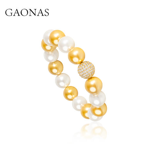 GAONAS  法式贵气白金色12mm珠手链11944SGO 商品图2