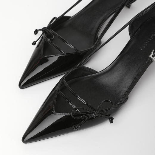 ROMI STUDIO“法式气质”漆面羊皮革尖头细跟黑色高跟鞋RWDRP33158 商品图2