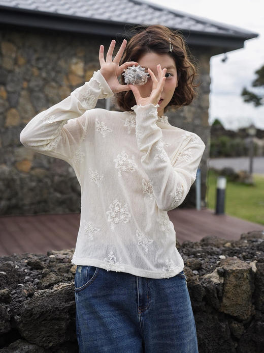 叠穿氛围风知花信刺绣蕾丝打底 商品图1