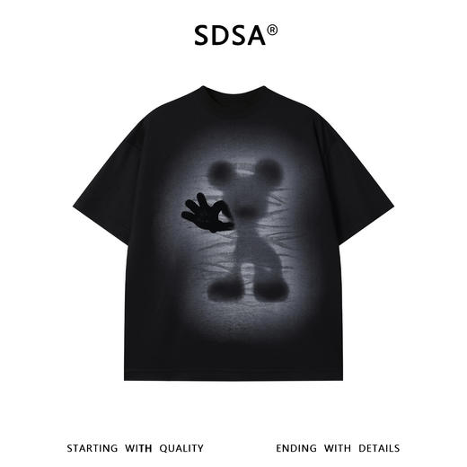 SDSA男装2026新款高贵轻奢简约卡通印花圆领短袖T恤百搭宽松上衣 商品图0