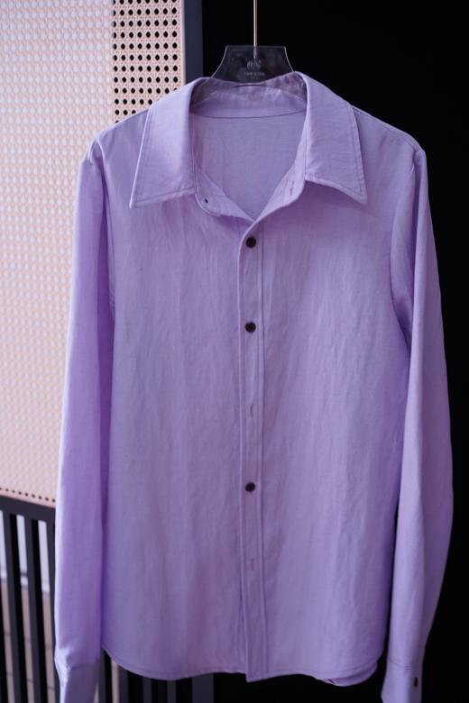 【3-7天发货】松弛感拉满的夏日刚需，烟熏紫&曼波绿天丝亚麻长袖衬衫，显白微宽松版型藏肉，翻领设计修饰脖颈线条，单穿叠穿都高级 商品图3