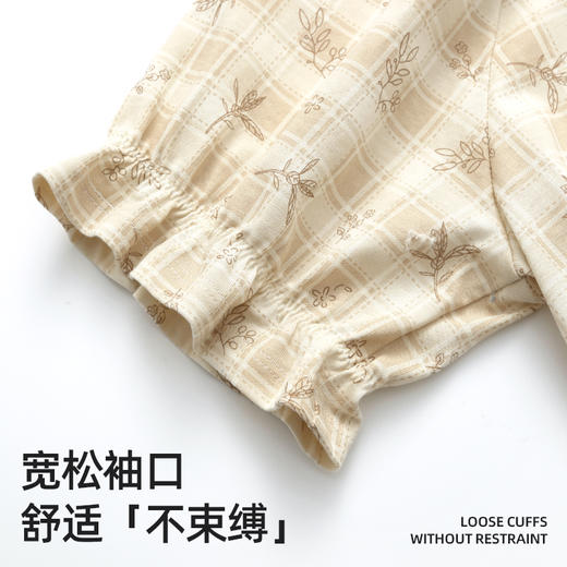芬腾新款女士夏季睡衣高级感短袖睡裙蕾丝花边宽松纯棉家居服套装★ 商品图3