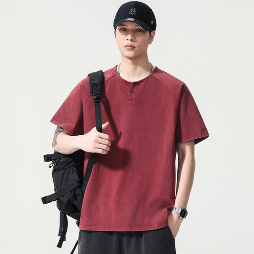 【DYG】【纯棉】大依优型大码男装夏季亨利领短袖T恤美式潮流短袖上衣 商品图2