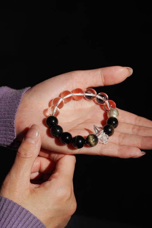 799！黑曜石与白水晶 商品图0