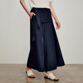 【林栖设计小店】闲步生风|藏蓝色优雅百搭配围腰屁帘2026夏新款阔腿裤子