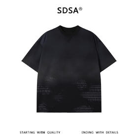 SDSA男装2026新款轻奢简约时尚渐变下摆印花设计圆领短袖T恤百搭