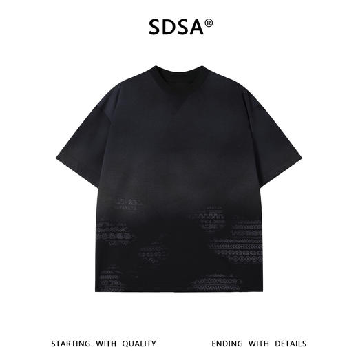 SDSA男装2026新款轻奢简约时尚渐变下摆印花设计圆领短袖T恤百搭 商品图0