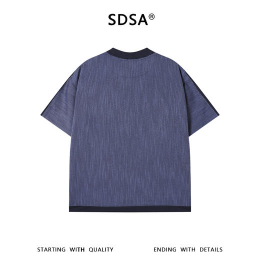 SDSA男装2026新款高贵轻奢时尚拼接撞色肌理感圆领短袖T恤百搭潮 商品图4