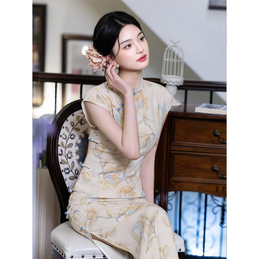 新中式改良旗袍夏季2026新款碎花高级感修身气质连衣裙日常长款LSB4441 商品图1