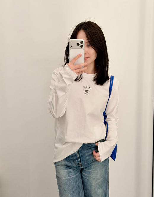 赛琳 2026春夏刚需神款✨ 简约刺绣长袖打底衫（MM） 商品图1