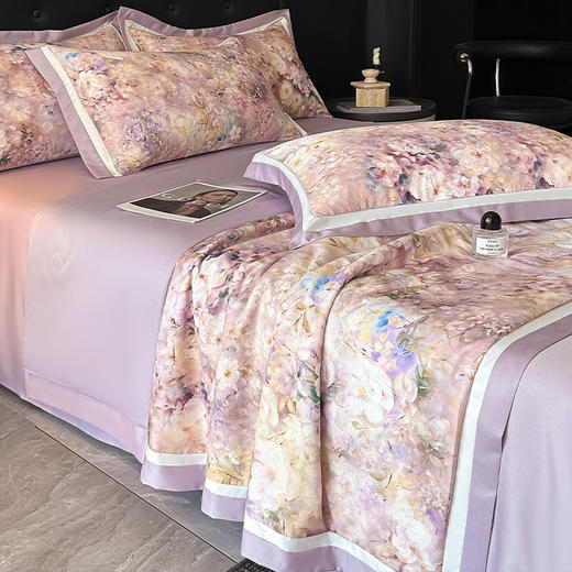 【丝滑莱赛冰丝❗️柔滑裸感四件套】a类100莱赛冰丝数夏凉被 水洗天丝夏被 四件套可机洗空调被 丝滑裸感薄被子 商品图1