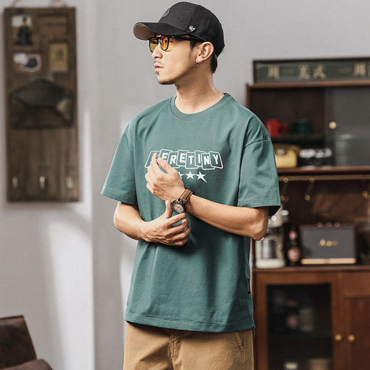 【DYG】大依优型大码男装夏季圆领短袖t恤复古水洗宽松休闲棉质短袖上衣 商品图2