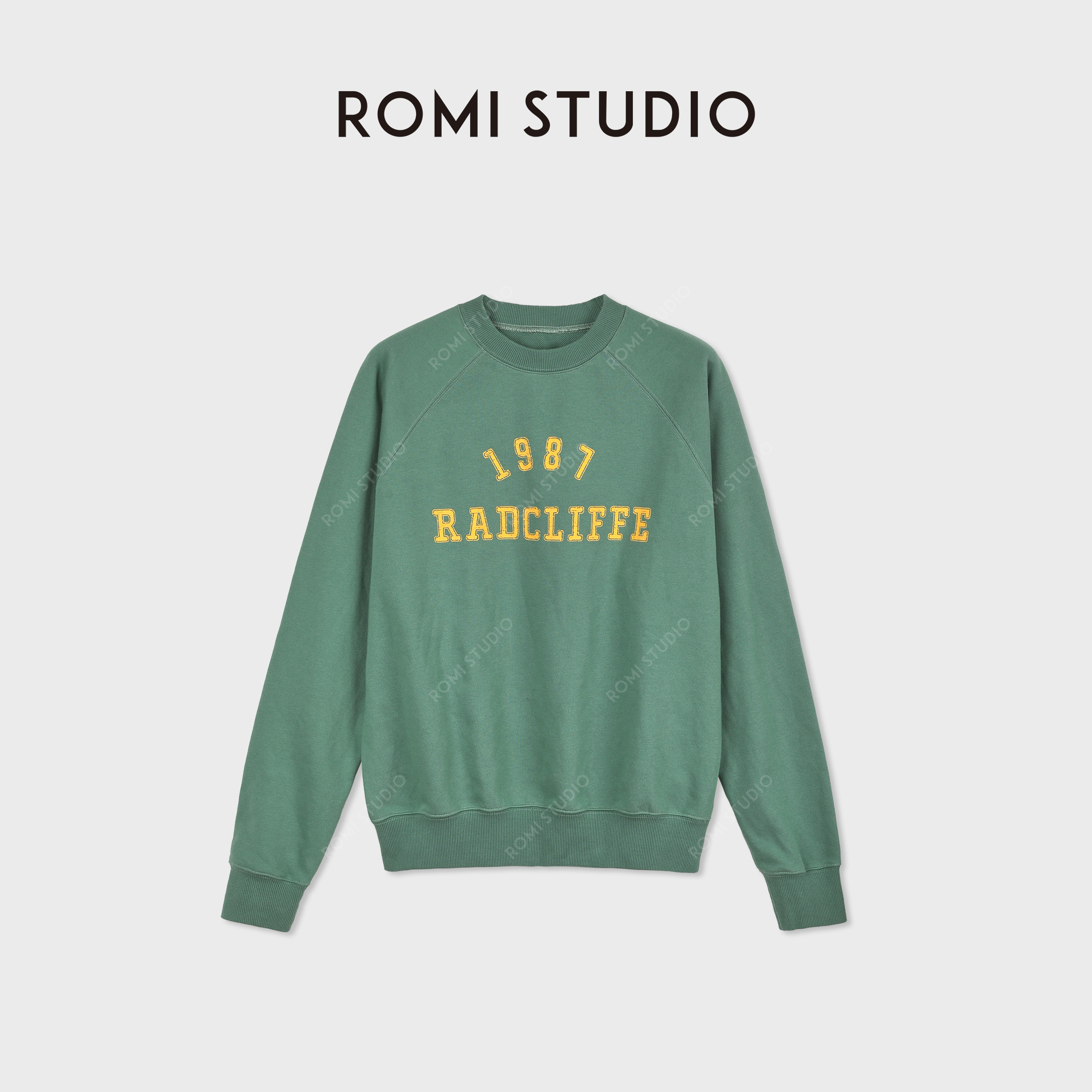 ROMI STUDIO“美式复古”纯棉印花插肩袖宽松套头卫衣RWDSS62574