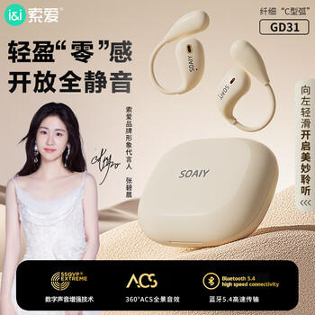 索爱（soaiy）GD31开放式概念挂耳式蓝牙耳机真无线 长续航不入耳跑步音乐通话降噪苹果华为小米手机通用 油彩白 /数码 /影音娱乐 /蓝牙/无线耳机 商品图0