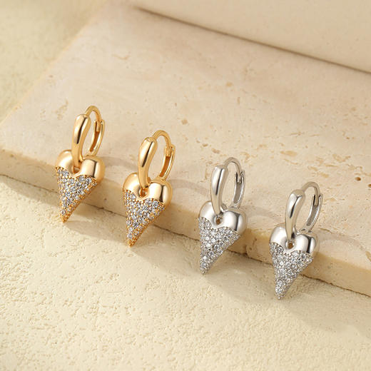 【浓烈的爱】S925纯银爱心镶钻耳饰【RSX-ES3754】 商品图0