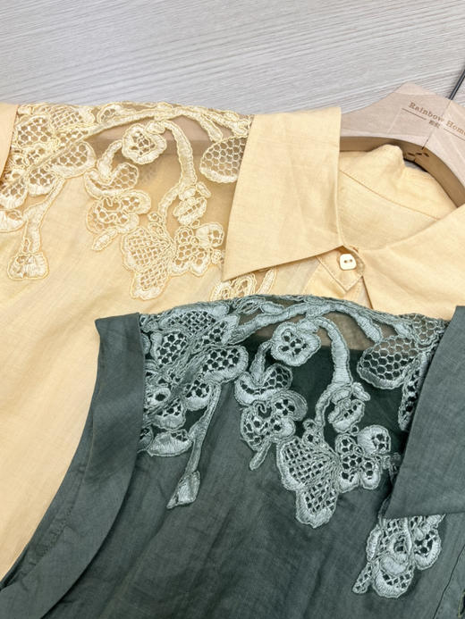 原单新款100%苎麻小飞袖勾花衬衫 商品图2