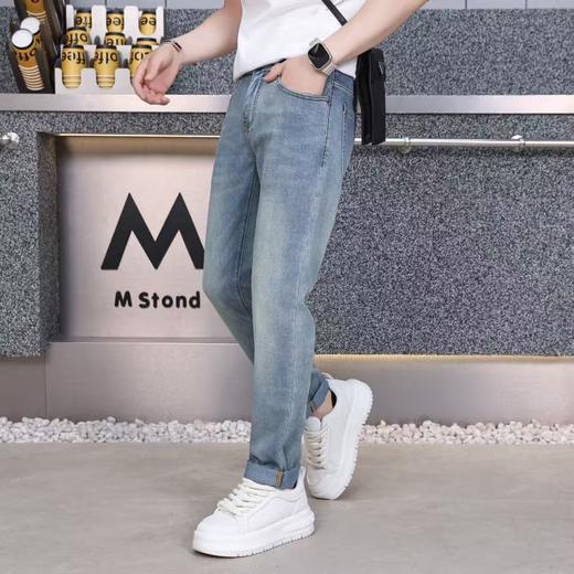 浅蓝色牛仔裤男修身小脚夏季青年弹力牛仔长裤   KDZC-666NCD512 商品图0