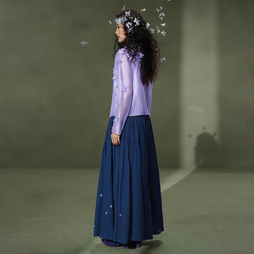 【林栖设计小店】 蝴蝶钉花|手工烟紫色优雅宽松2026夏新款外套上衣两件套 商品图3