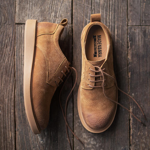 【反绒擦色 超软材质 “会呼吸”的透气设计】马登复古工装棕色低帮休闲大头真皮鞋英 商品图0