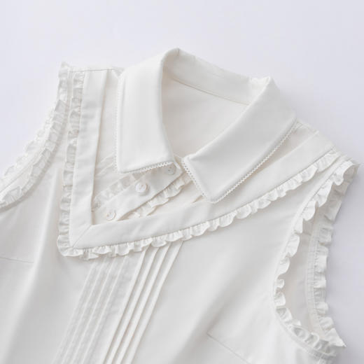 HERLIAN 2026年夏季新品斜V领假两件背心衬衫女士无袖上衣 商品图3