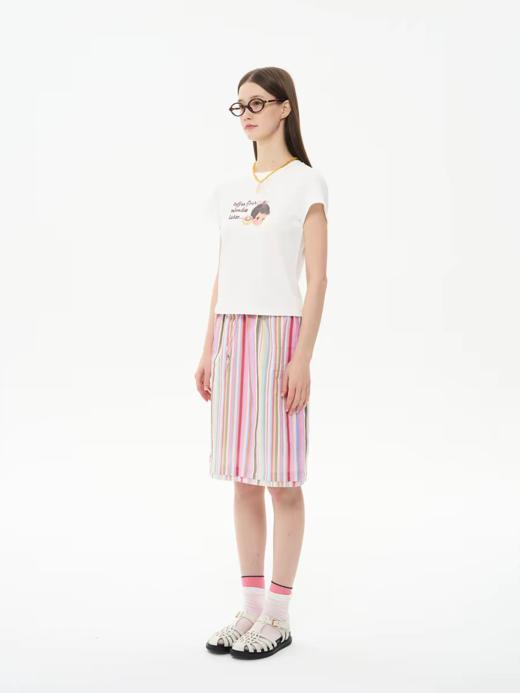 heris/H61121/彩色假日条纹 可调节抽绳设计 两穿直筒半裙抹胸上衣 商品图3