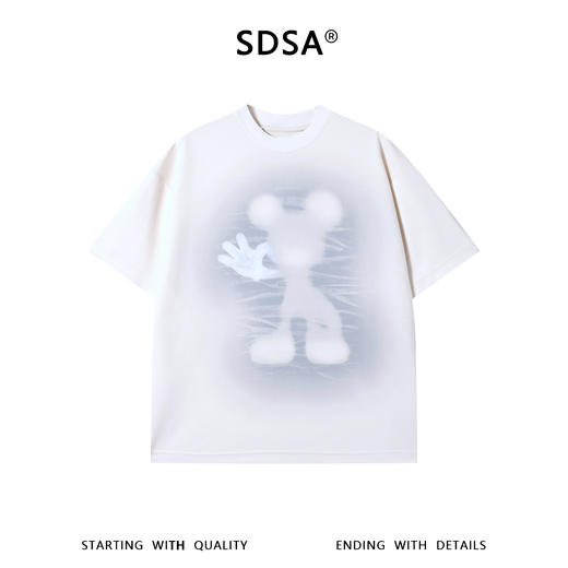 SDSA男装2026新款高贵轻奢简约卡通印花圆领短袖T恤百搭宽松上衣 商品图0
