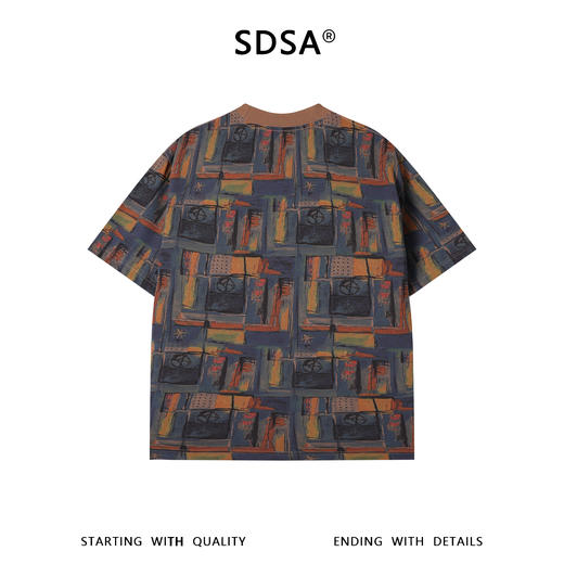 SDSA男装2026新款高贵轻奢潮牌油画抽象撞色圆领短袖T恤百搭时尚 商品图4