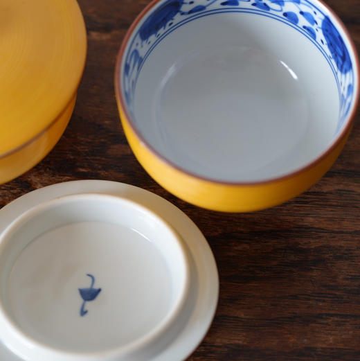 日本有田烧光玉黄色盖杯 保存品 商品图3