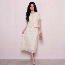 奢姿大码女装2026夏季减龄花边镂空两件套胖妹妹优雅气质时尚套装9962960126