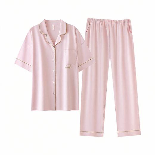 抗菌新疆棉 甜美系春夏季短袖长裤开衫睡衣女拉架纯棉韩版套装 商品图1