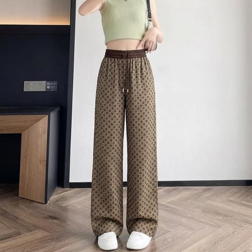鎏金岁锦~高腰提花休闲长裤女宽松直筒复古时尚印花百搭阔腿裤 商品图2