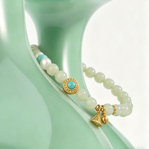 【宏艺珠宝】玉润呈吉·银s925和田玉手串 商品图3