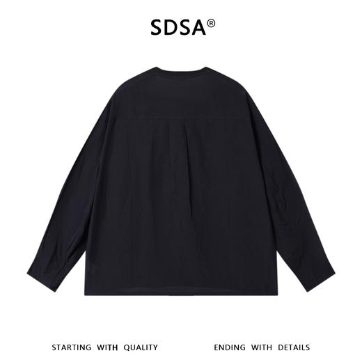 SDSA男装2026新款高贵轻奢简约休闲口袋拼接V领长袖T恤百搭上衣 商品图4