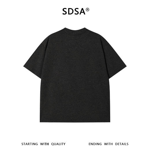 SDSA男装2026新款高贵轻奢美式简约纯色褶皱铆钉设计圆领短袖T恤 商品图1