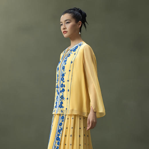 【林栖设计小店】手工钩花|松花黄桑蚕丝印花宽松百搭2026夏新款衬衫上衣 商品图9